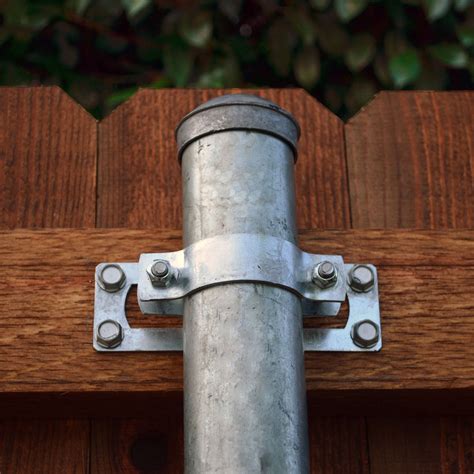 metal pole to wood fence brackets|oz post large fence brackets.